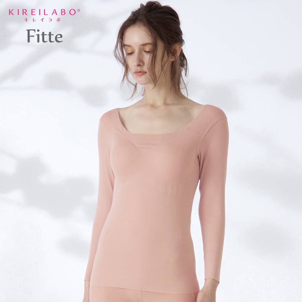 【Fitte(完全無縫製)】8分袖インナー(パッド付)